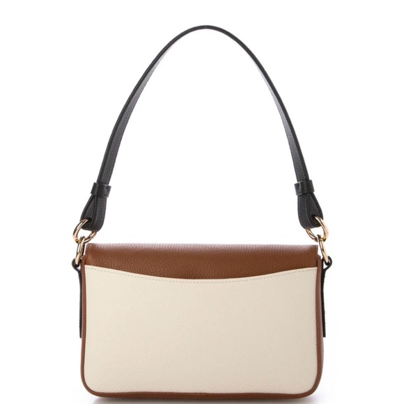 NEW Cole Haan Brown and Cream Leather Shoulder Bag w/long strap and dust bag - Picture 4 of 10